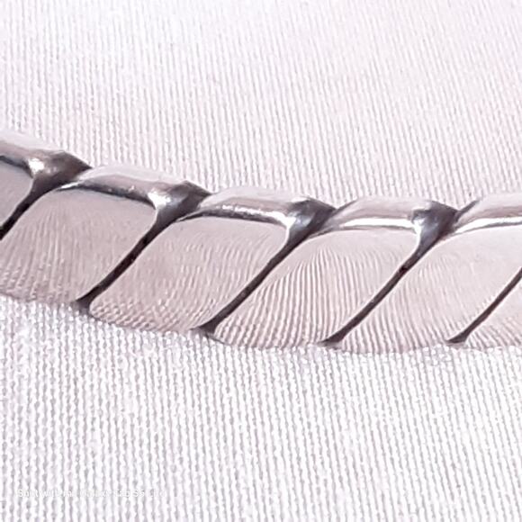 Silver Tone Twisted Cuff Bracelet - Picture 7 of 8
